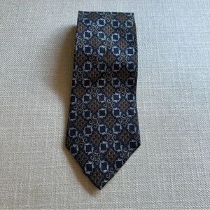 Christian Dior Monsieur Blue and Brown Geometric Tie